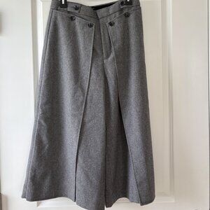 Banana Republic Factory Gray Pleat-Slit A-Line (Culotte) Midi Skirt Size 6